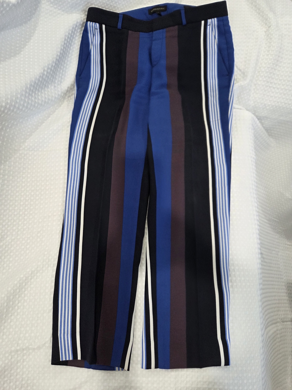 Banana Republic Women's Multi-Stripe Ankle Pants in Blue, Black, Purple